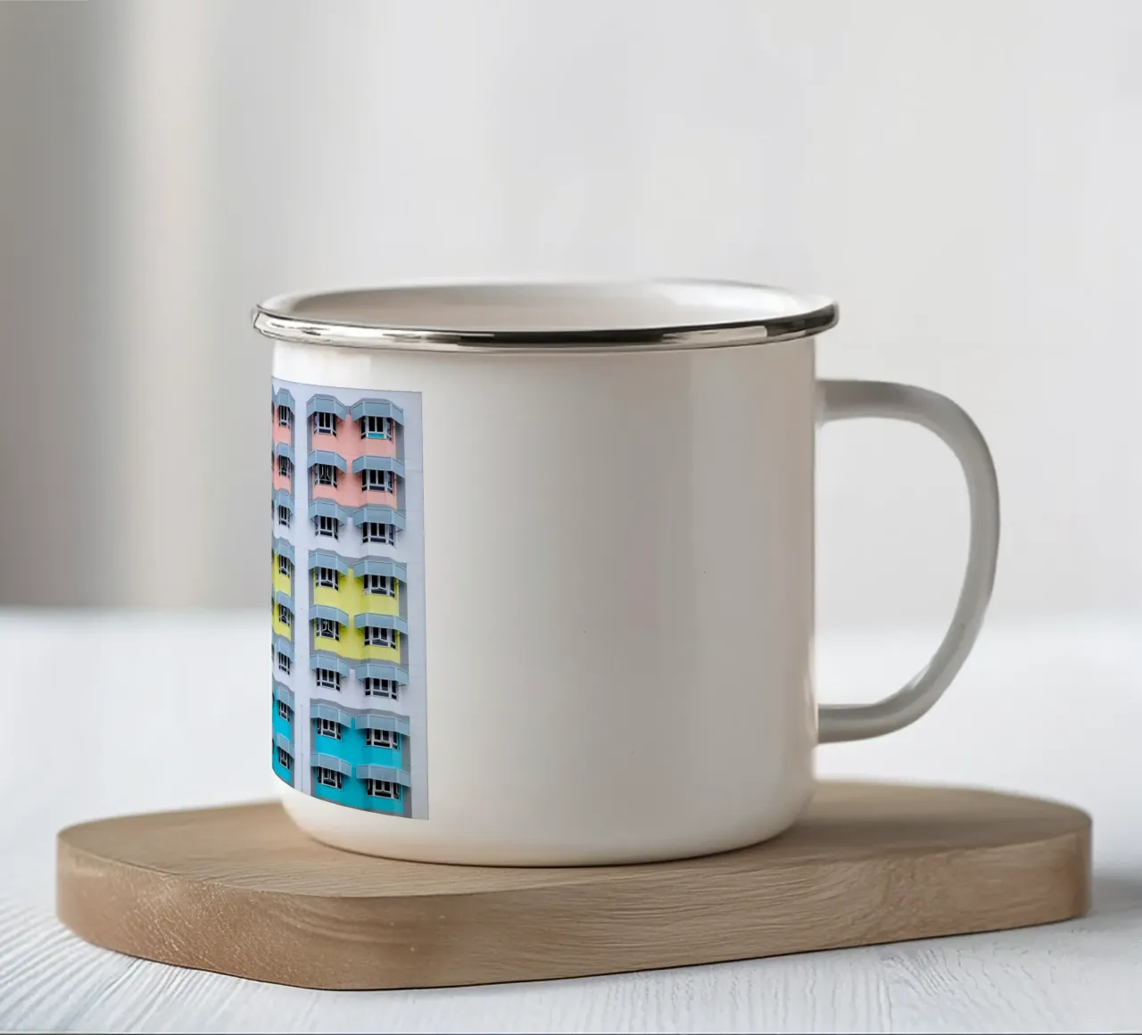 symmetry pattern architecture enamel mug by pastel color shape