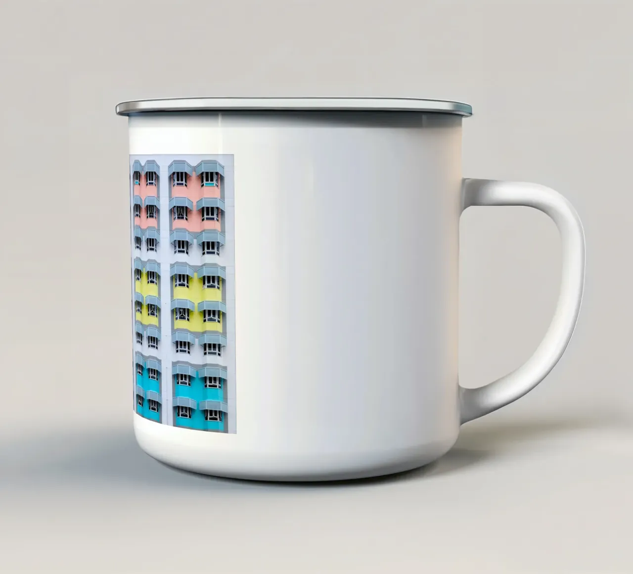symmetry pattern architecture enamel mug by pastel color shape