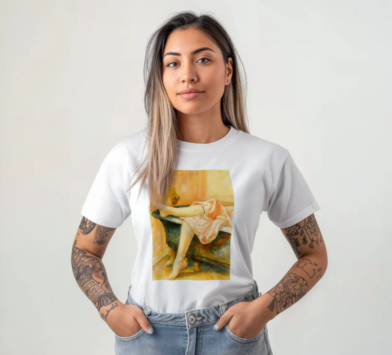 bella gamba in bagno t-shirt da pakazi