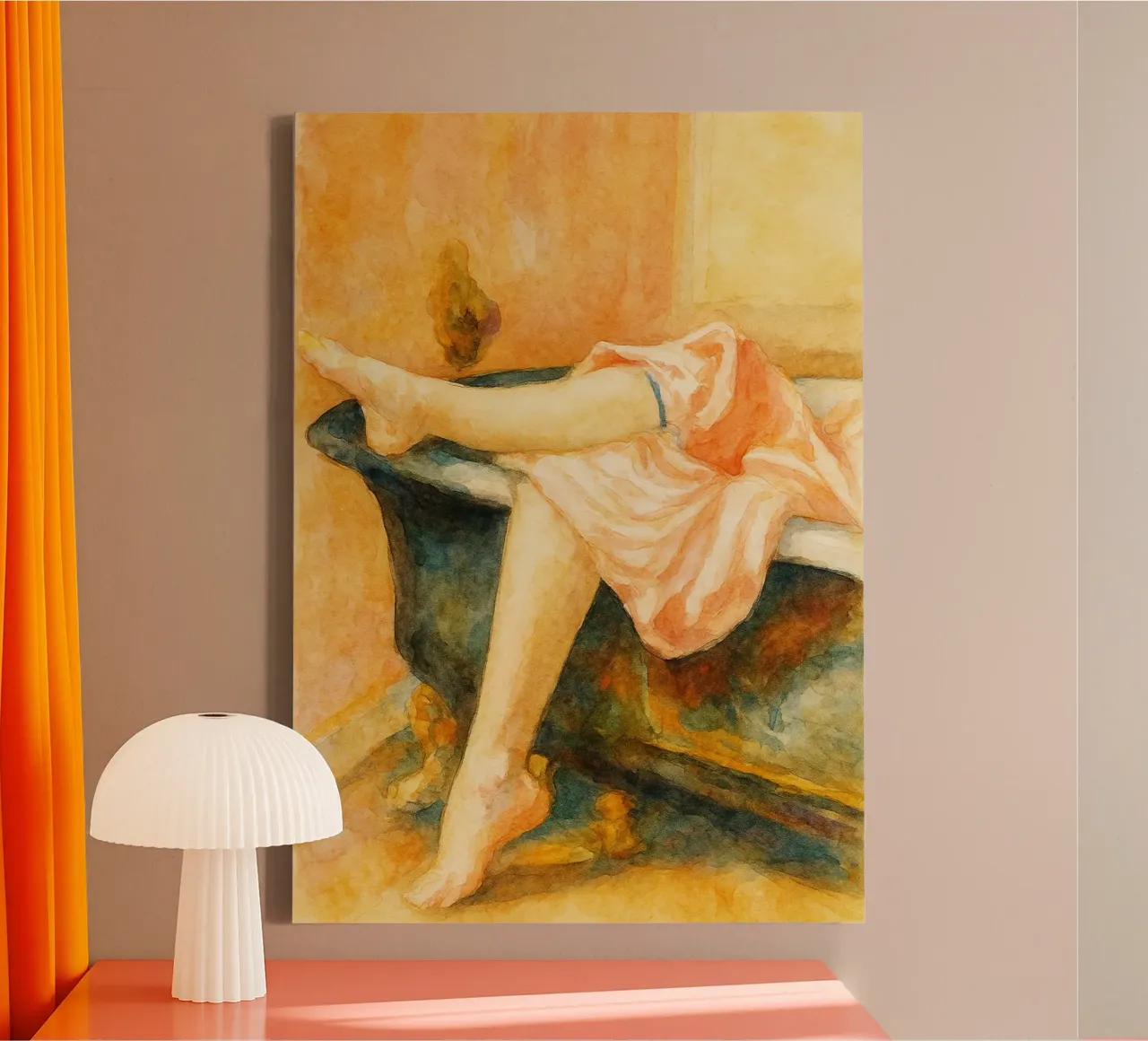 mooi been in de badkamer canvas met Baklijst van pakazi