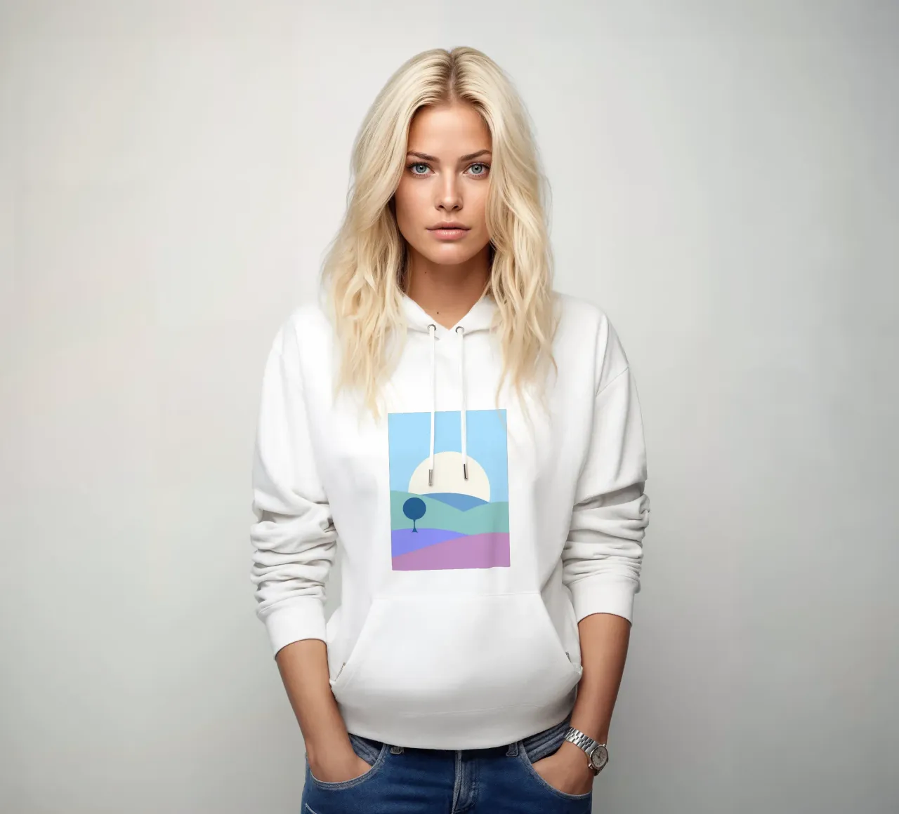simple colinas luna sudadera con capucha de pastel color shape