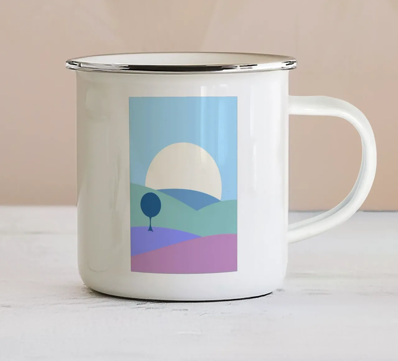 simpele heuvels maan emaille mok van pastel color shape