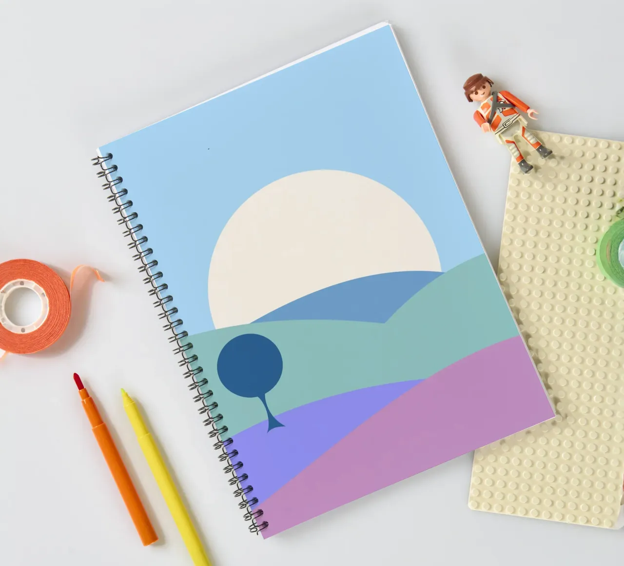 einfache Hügel Mond Ringbuch von pastel color shape