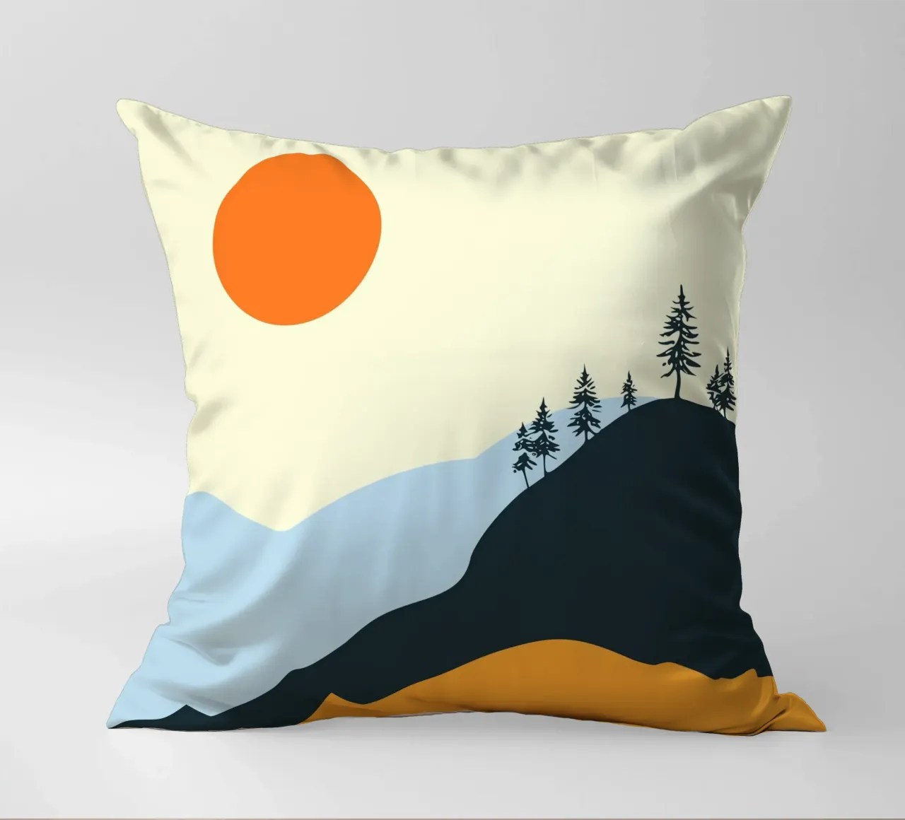 paesaggio silhouette luce solare cuscino da pastel color shape