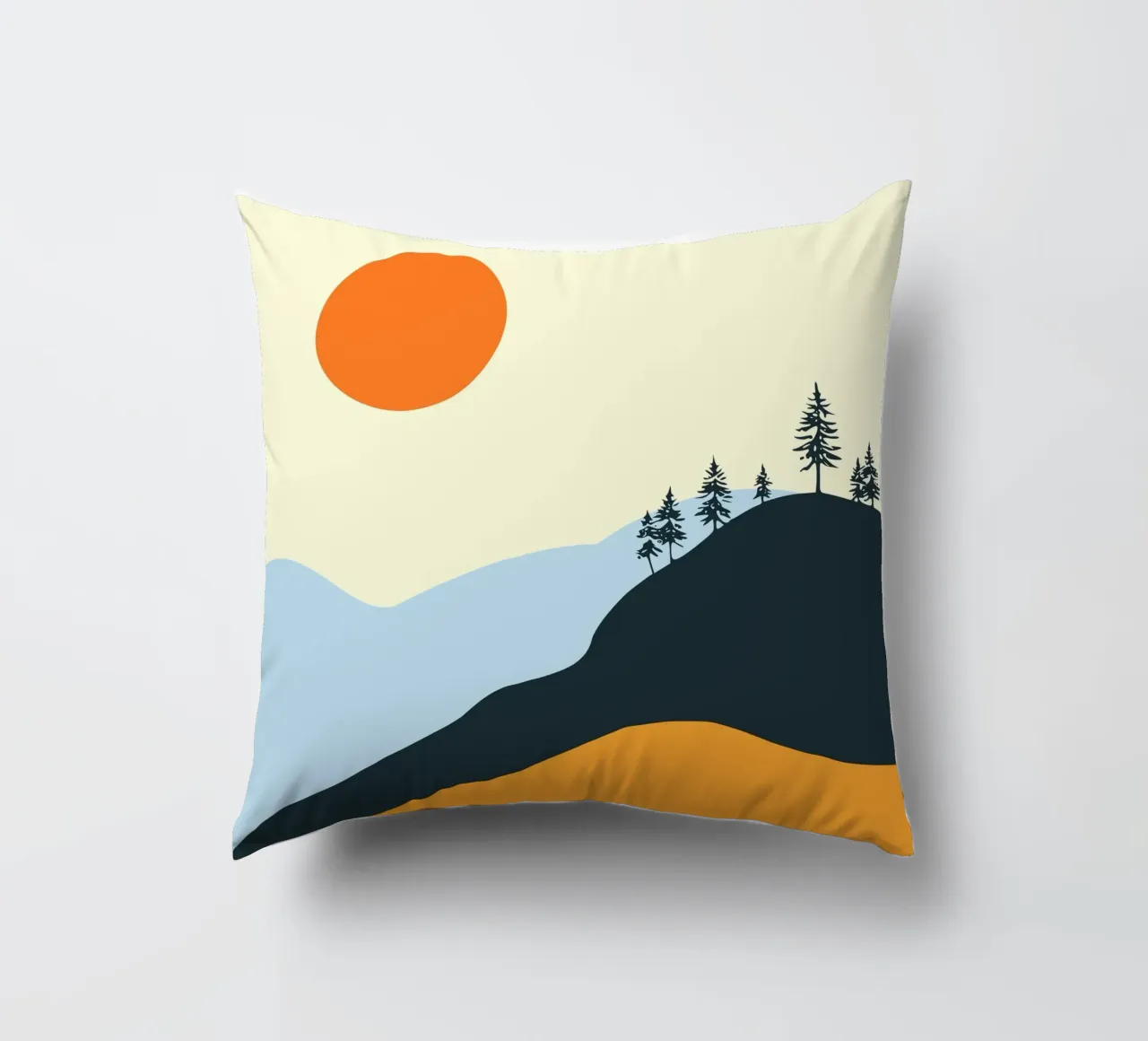 paesaggio silhouette luce solare cuscino da pastel color shape