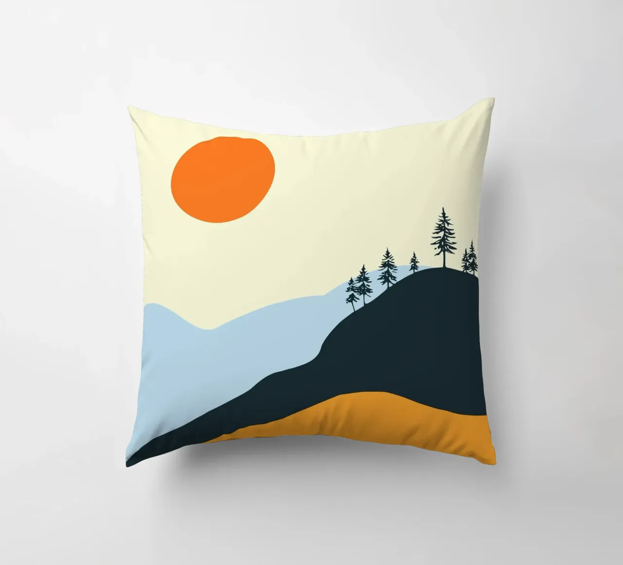 paesaggio silhouette luce solare cuscino da pastel color shape