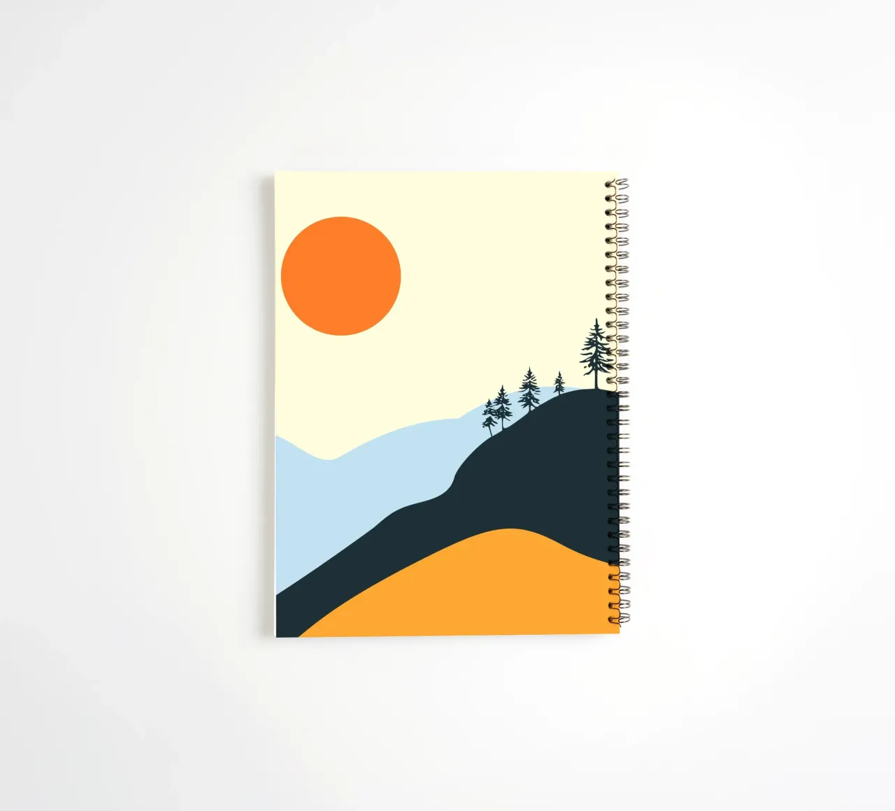 landschap silhouet zonlicht notitieboek met spiraal van pastel color shape