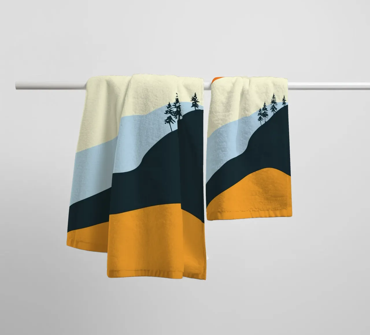 landscape silhouette sunlight towel by pastel color shape
