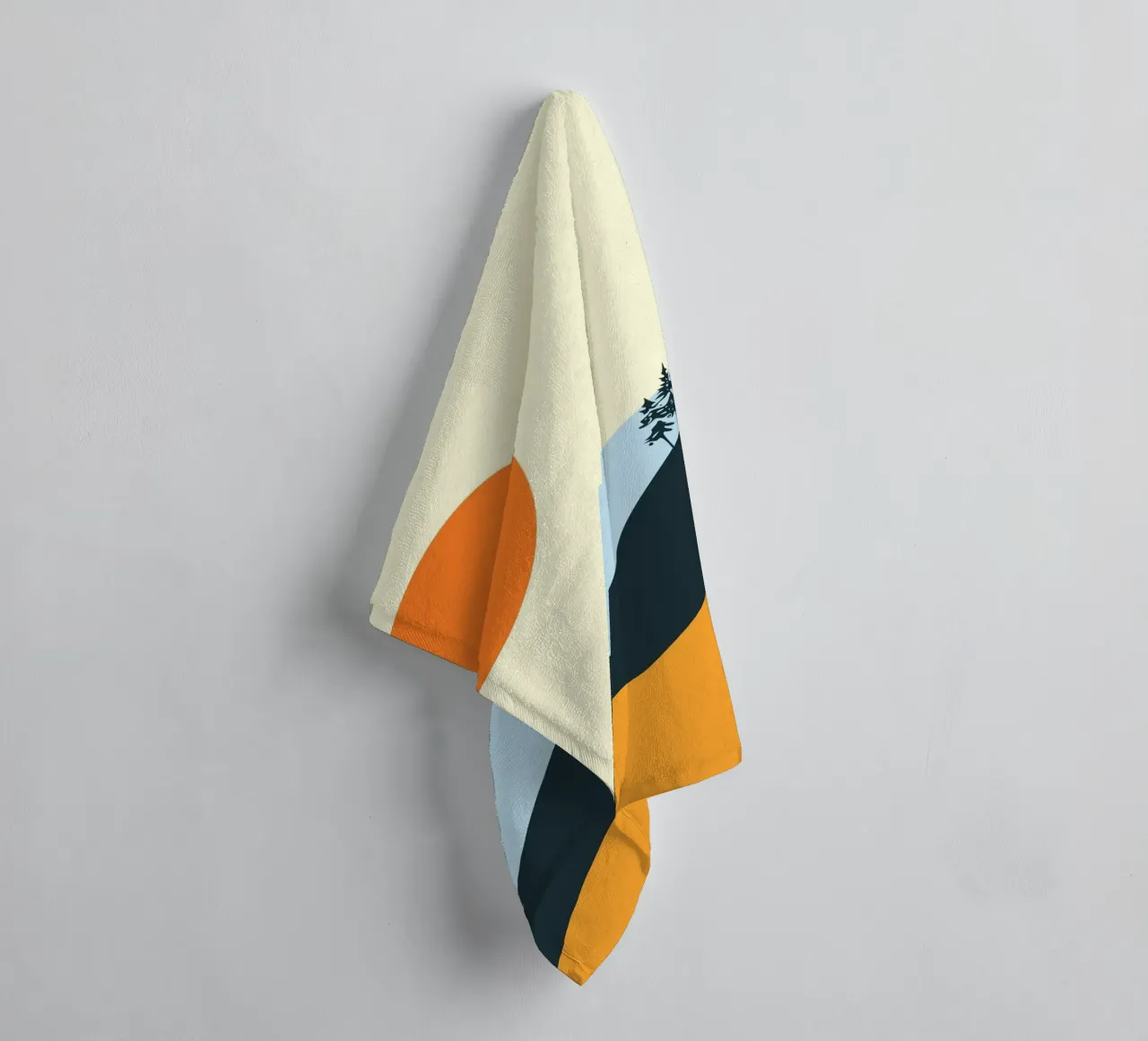 landscape silhouette sunlight towel by pastel color shape