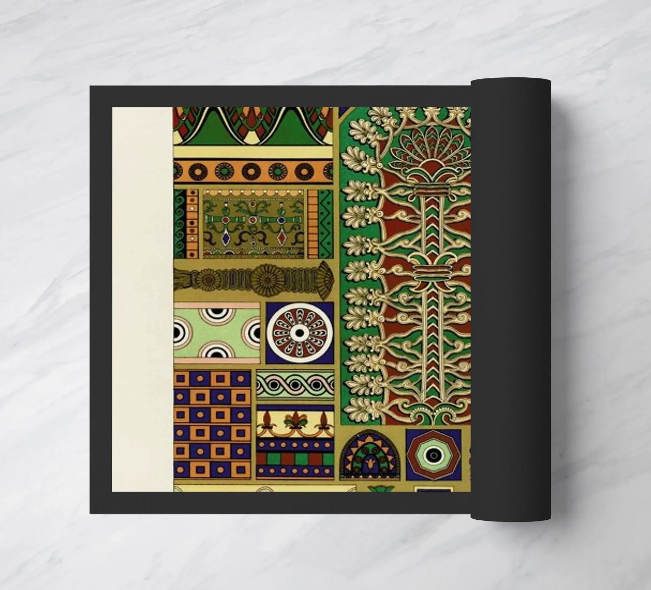 Racinet -  Assyrian Ornamental Pattern felpudo de Vintage by JUNIQE