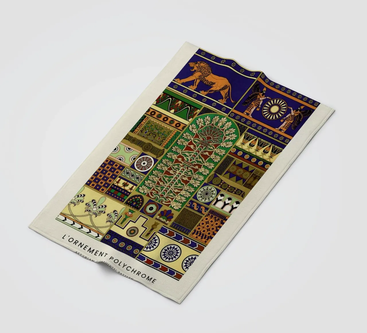 Racinet -  Assyrian Ornamental Pattern coperta in pile da Vintage by JUNIQE