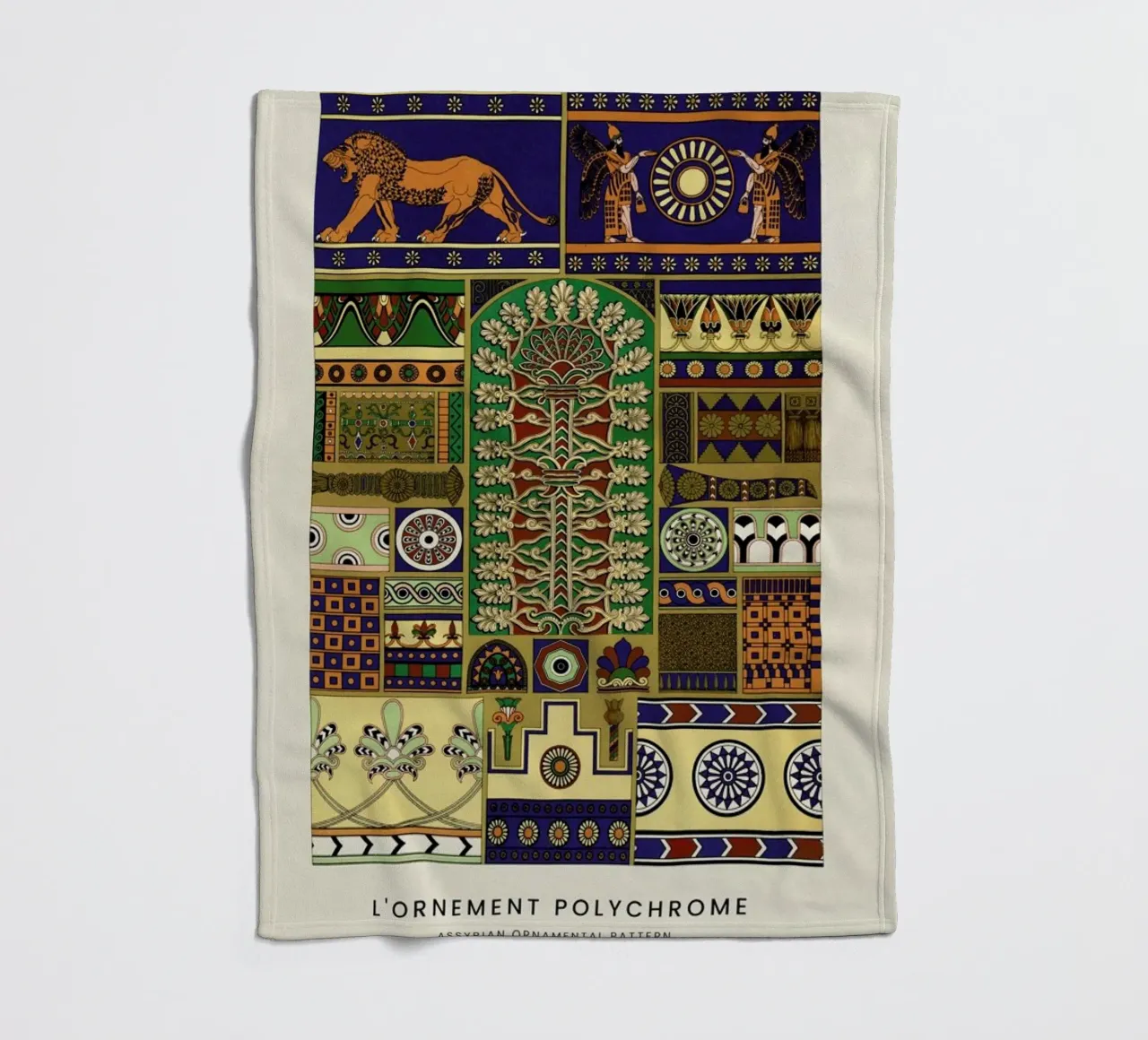 Racinet -  Assyrian Ornamental Pattern coperta in pile da Vintage by JUNIQE