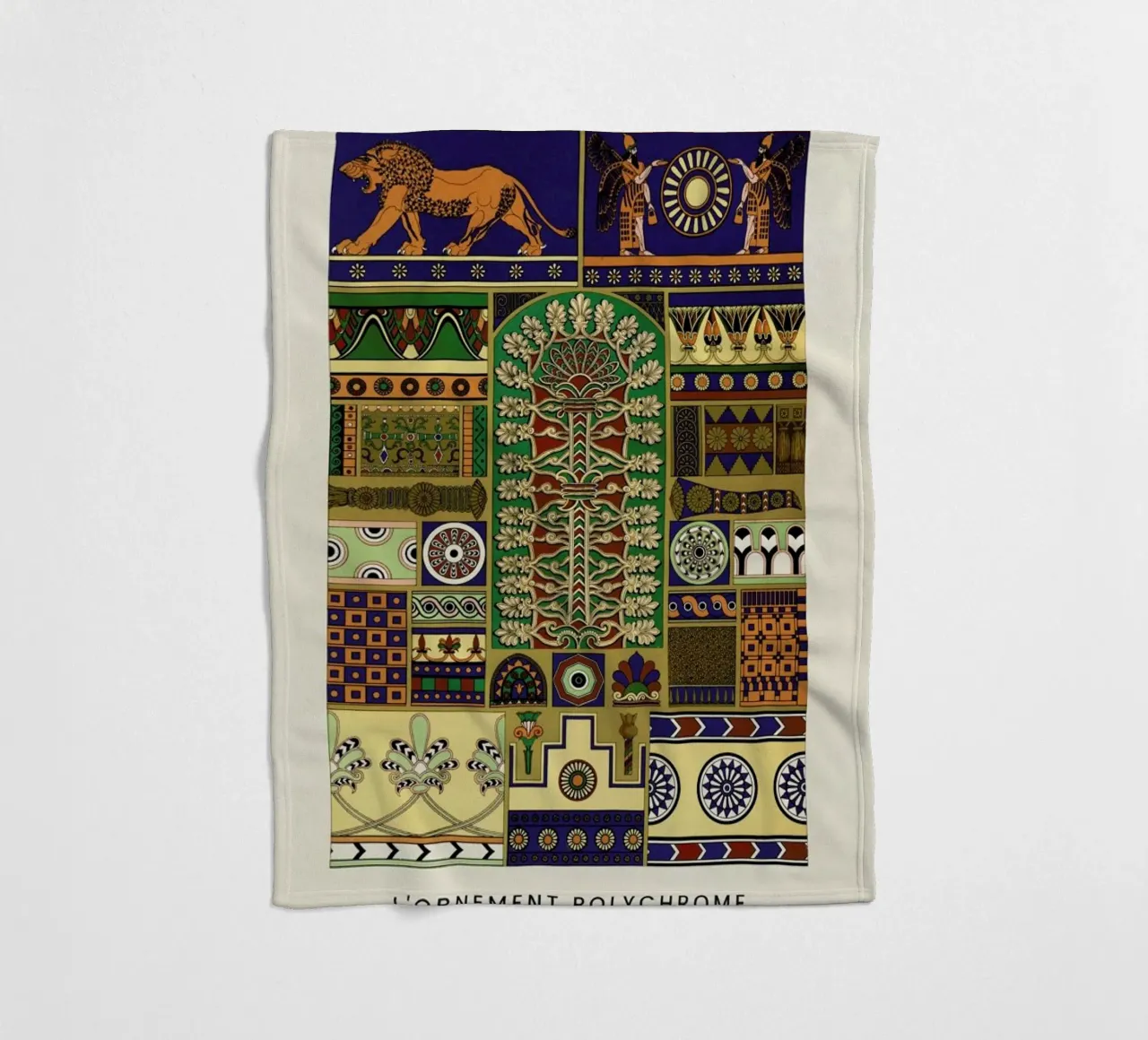 Racinet -  Assyrian Ornamental Pattern coperta in pile da Vintage by JUNIQE
