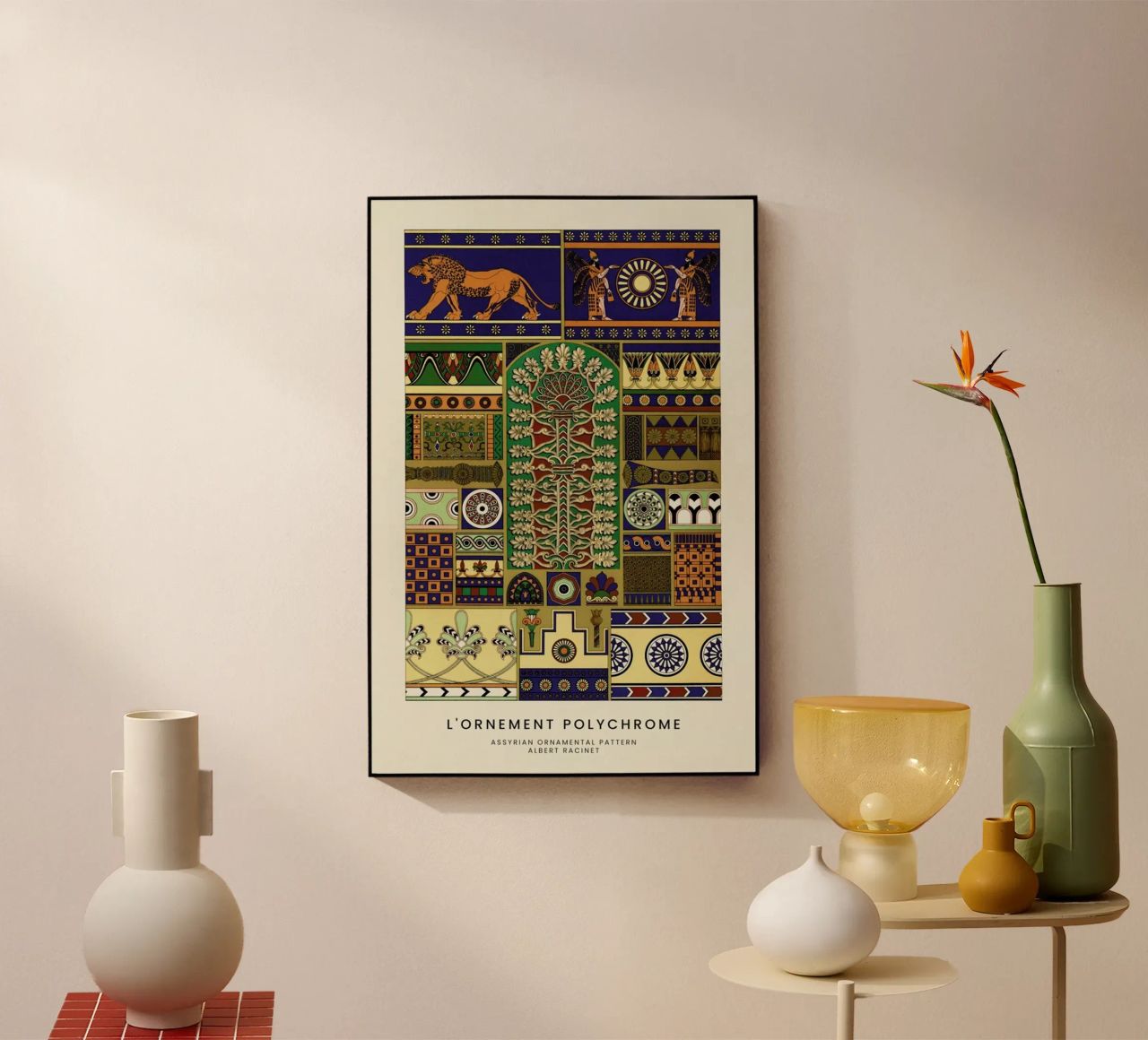 Racinet -  Assyrian Ornamental Pattern metacrilato de Vintage by JUNIQE