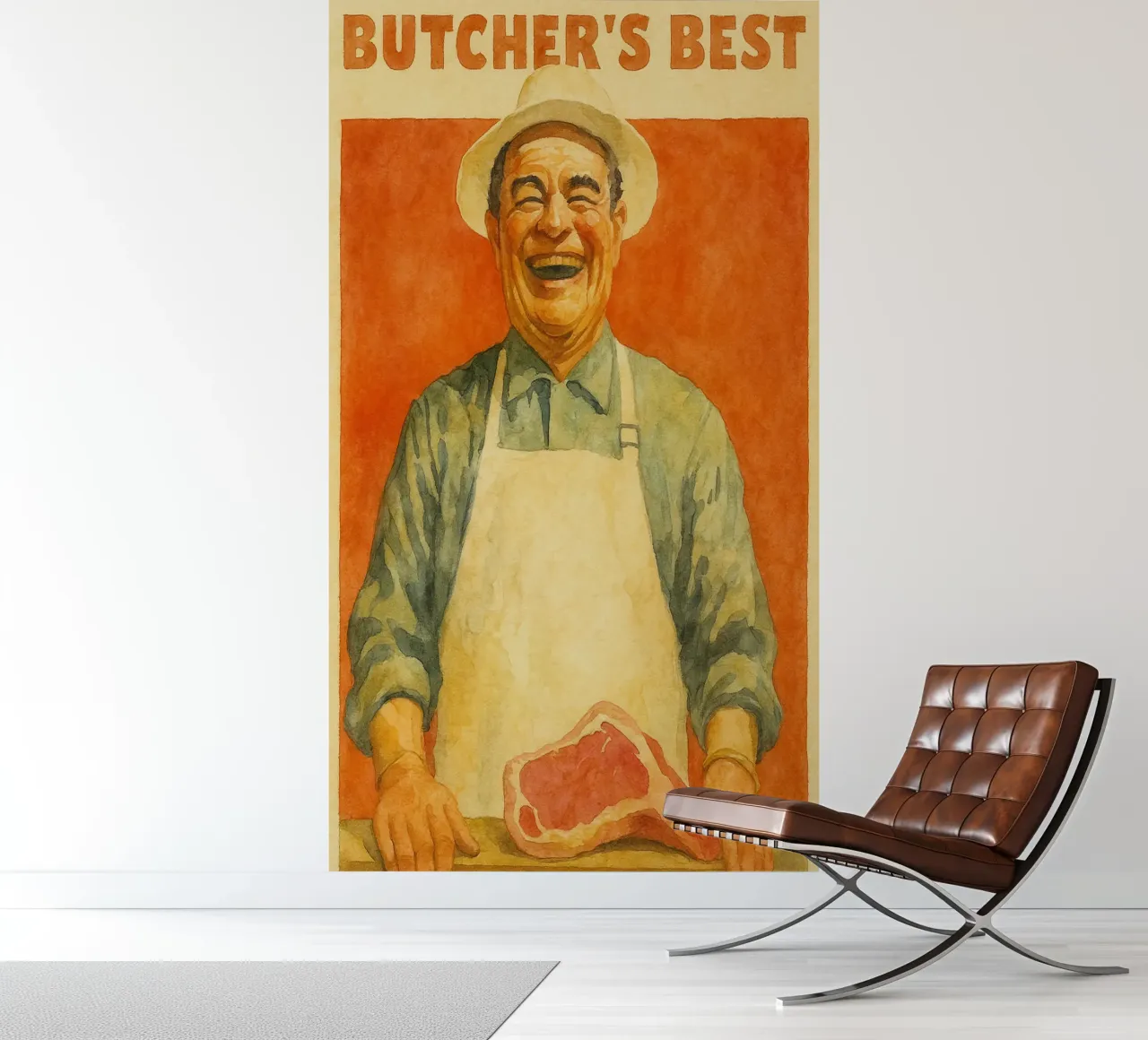 butchers best chef retro drawing photo wallpaper by pakazi