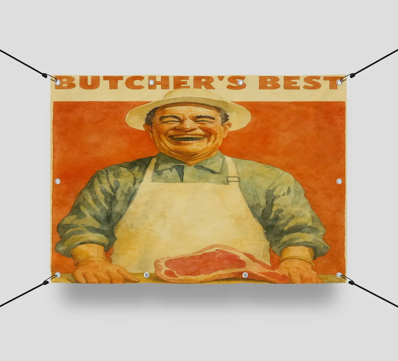 carniceros mejor chef dibujo retro lonas publicitarias de pakazi