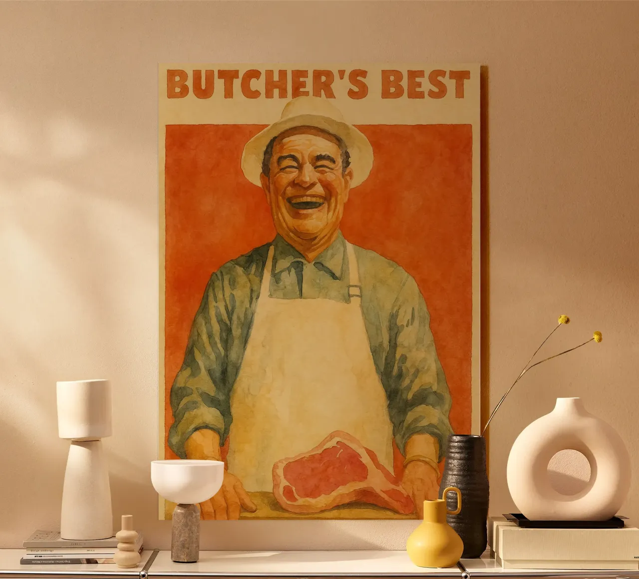 carniceros mejor chef dibujo retro metacrilato de pakazi