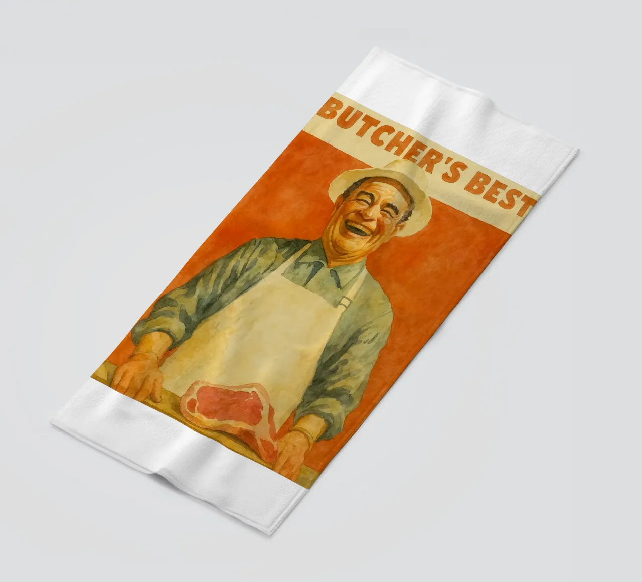 butchers best chef retro drawing beach towel by pakazi