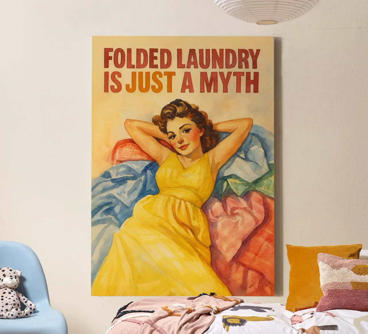folded laundry is just a myth canvas with Floater frame by pakazi