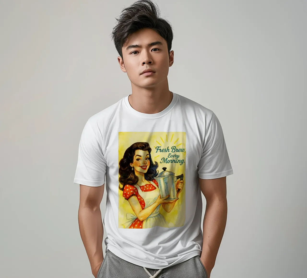 birra fresca ogni mattina donne sorridono pittura classica retrò t-shirt da pakazi