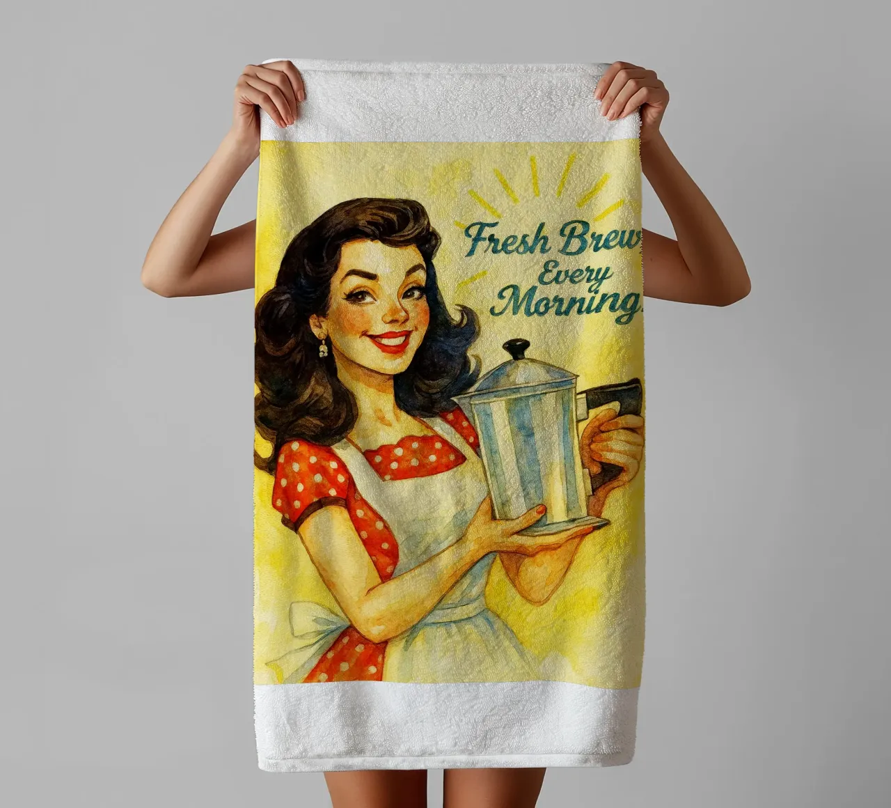 birra fresca ogni mattina donne sorridono pittura classica retrò asciugamano da bagno da pakazi