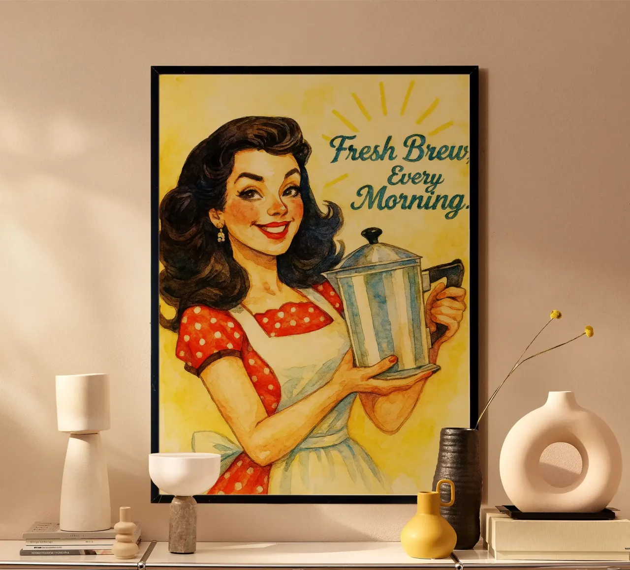 birra fresca ogni mattina donne sorridono pittura classica retrò carta hahnemühle da pakazi