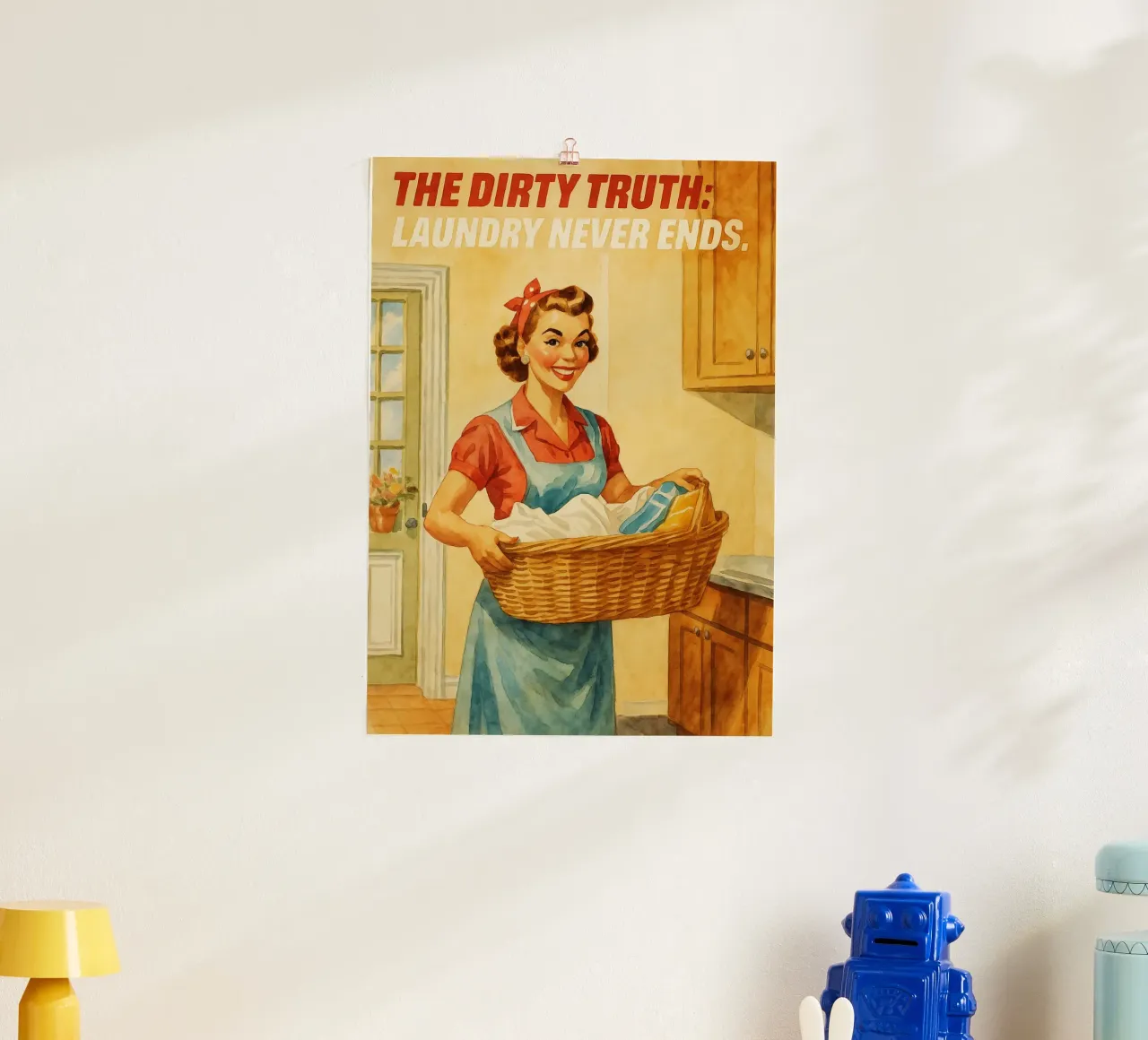 citazioni divertenti Il bucato non finisce mai poster da pakazi