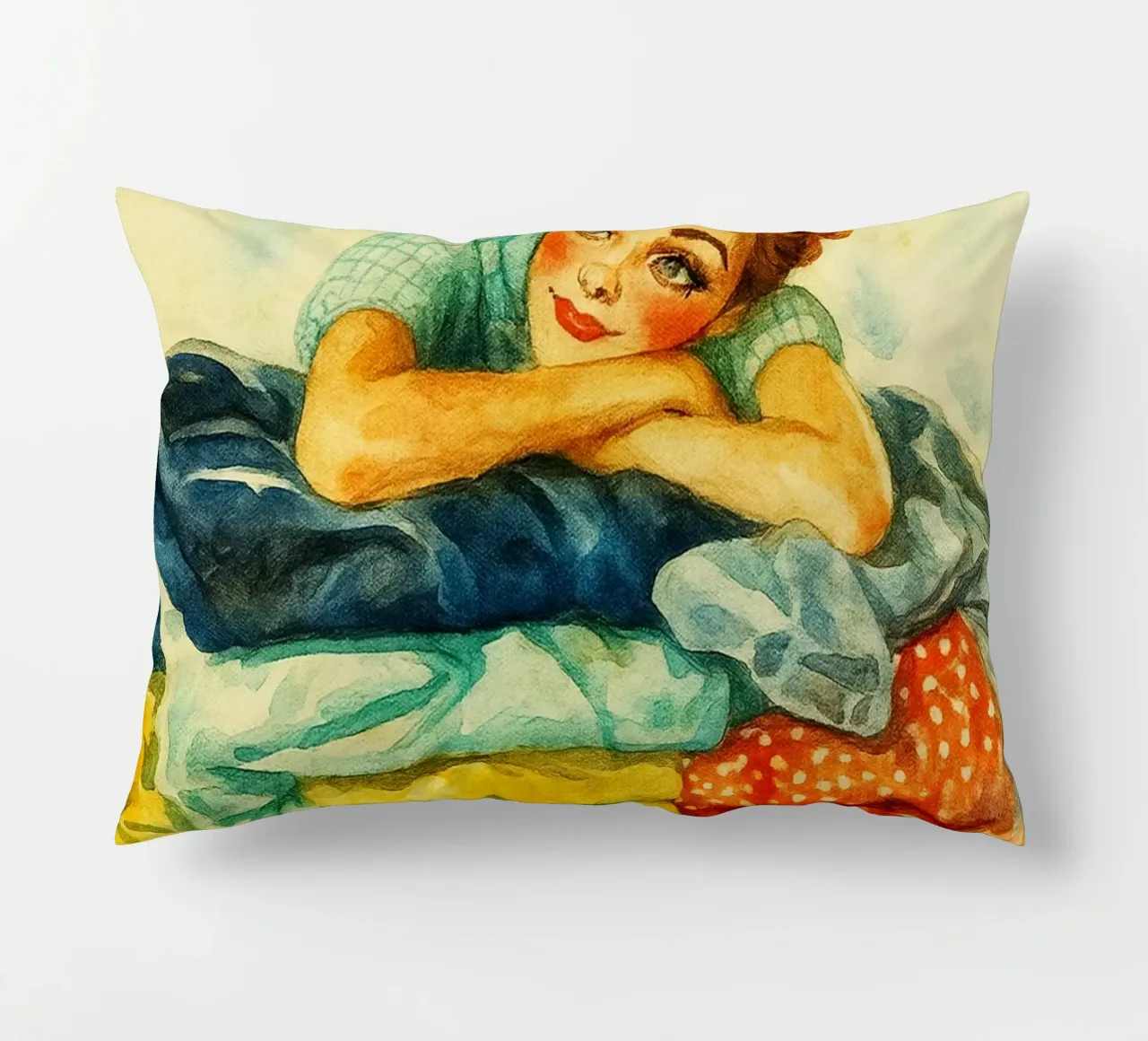 funny women laundry loads of fun retro painting decorative cushion by pakazi