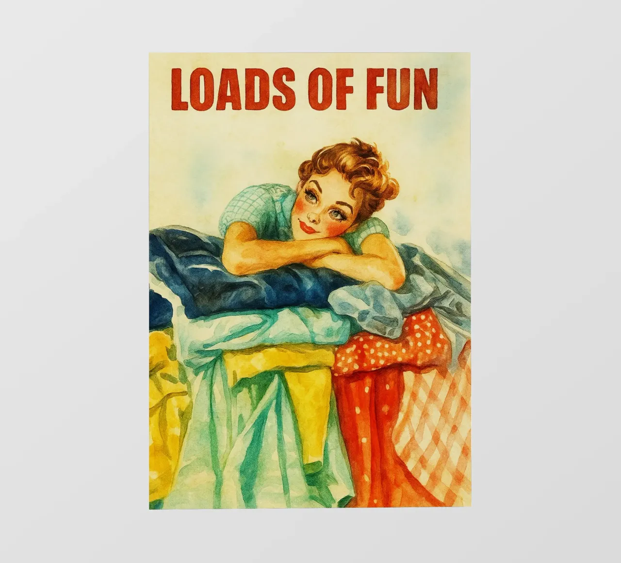 funny women laundry loads of fun retro painting backlit film by pakazi