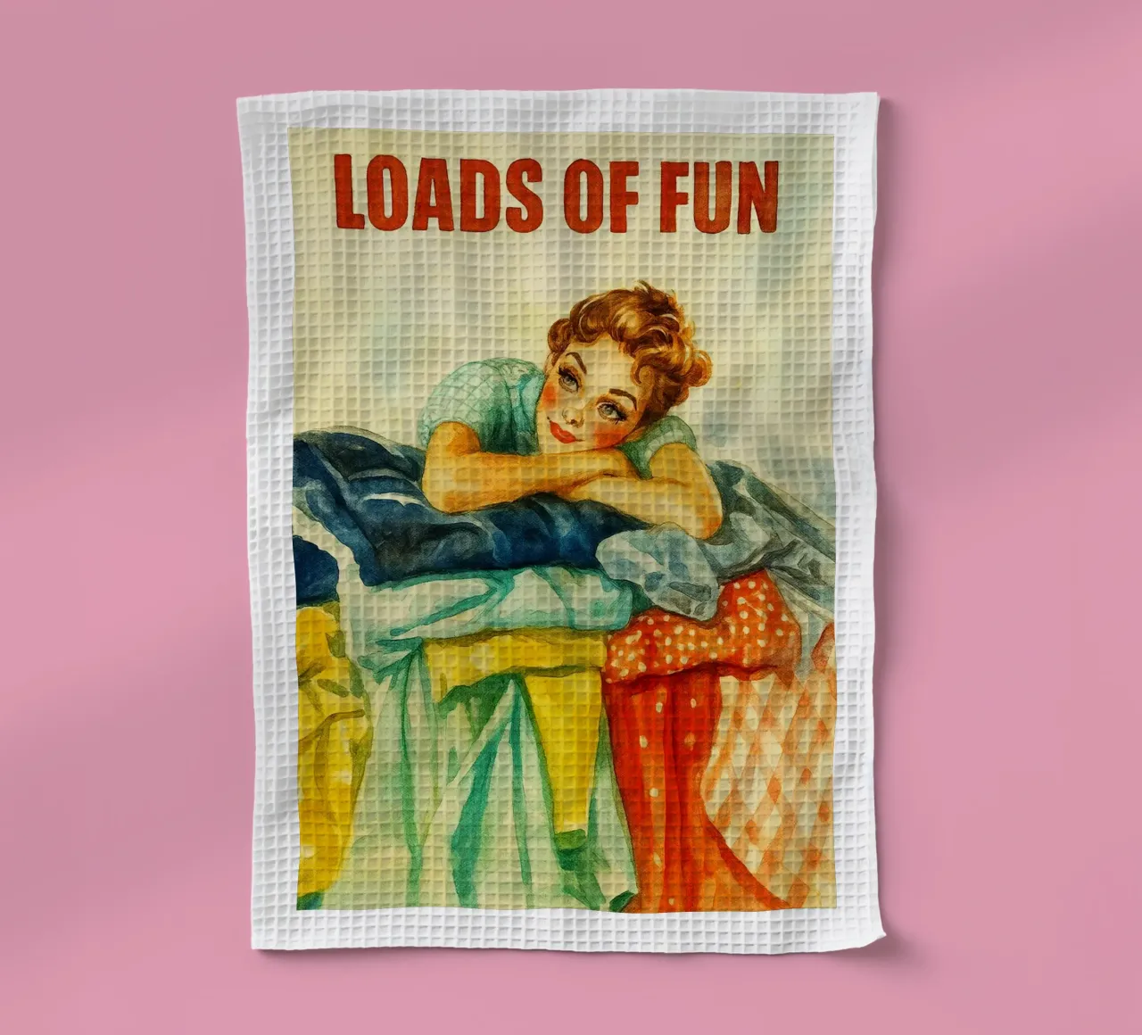 peinture rétro de femmes qui font la lessive en s'amusant torchon de pakazi