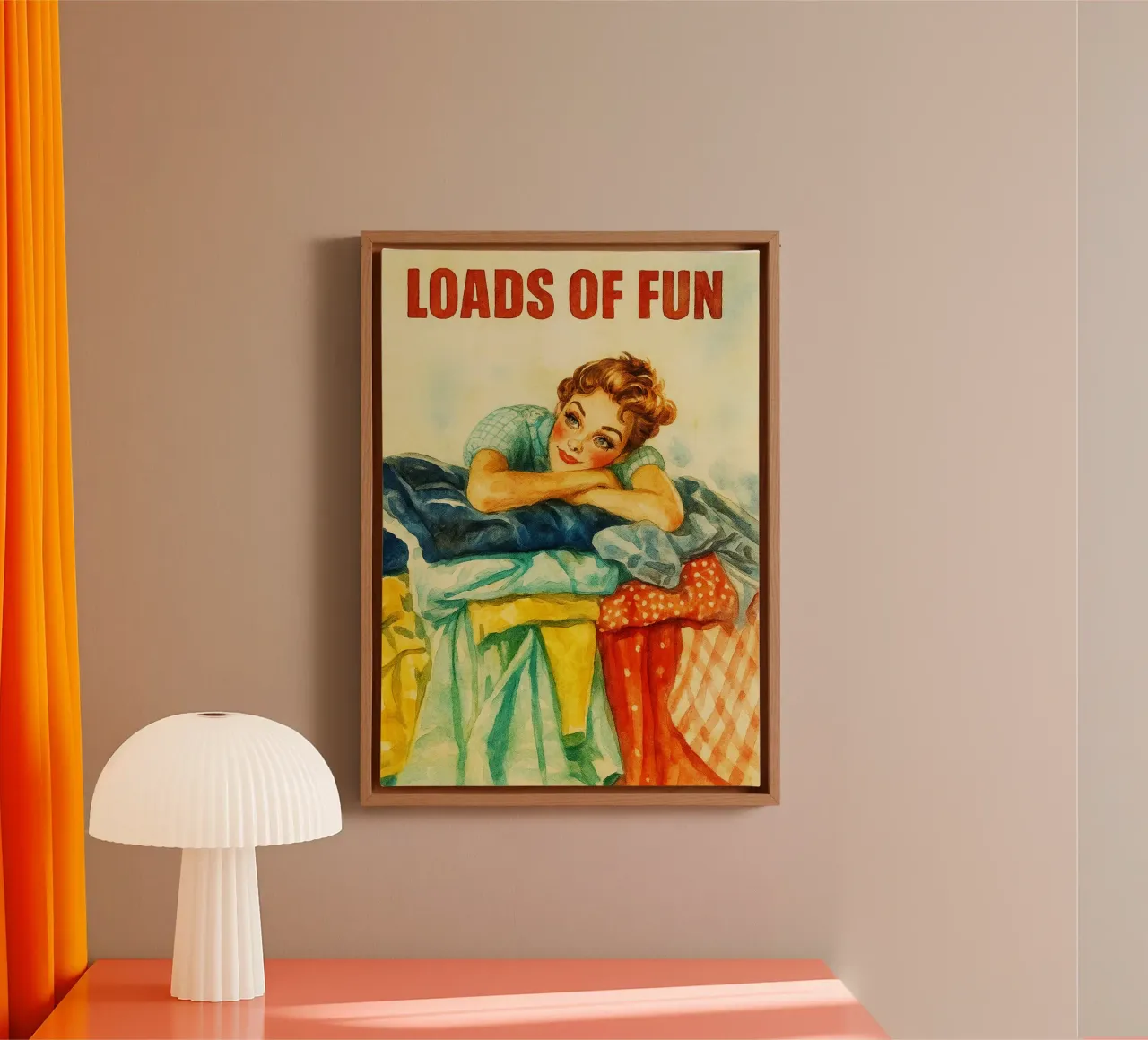 funny women laundry loads of fun retro painting canvas by pakazi