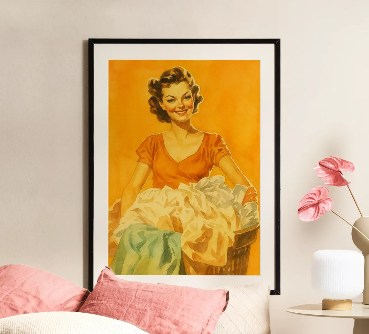 mujeres divertidas lavandería pintura retro poster de pakazi