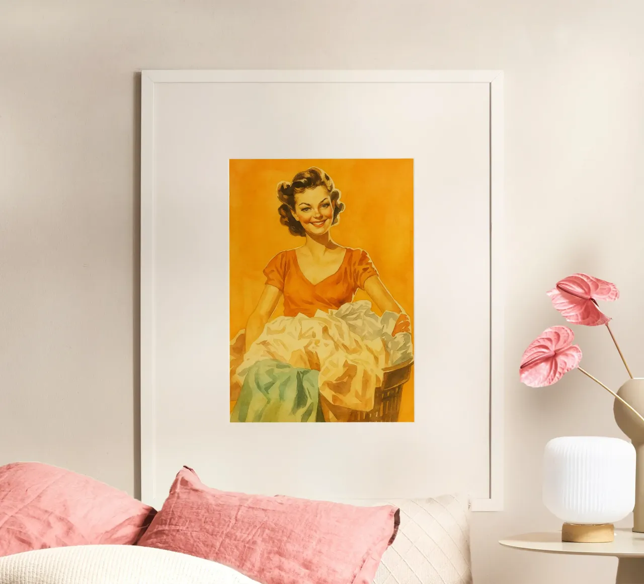 mujeres divertidas lavandería pintura retro poster de pakazi