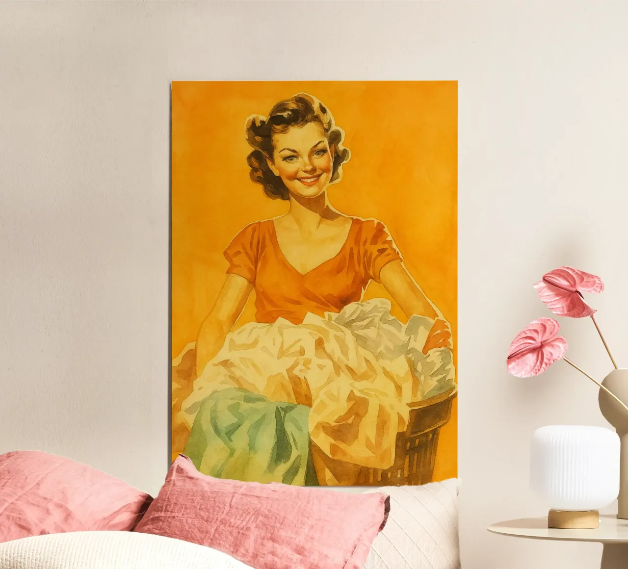 mujeres divertidas lavandería pintura retro poster de pakazi