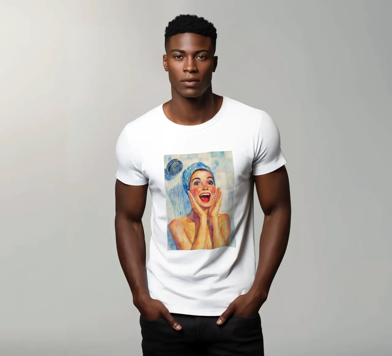faccia felice donne in bagno pittura classica retrò t-shirt da pakazi