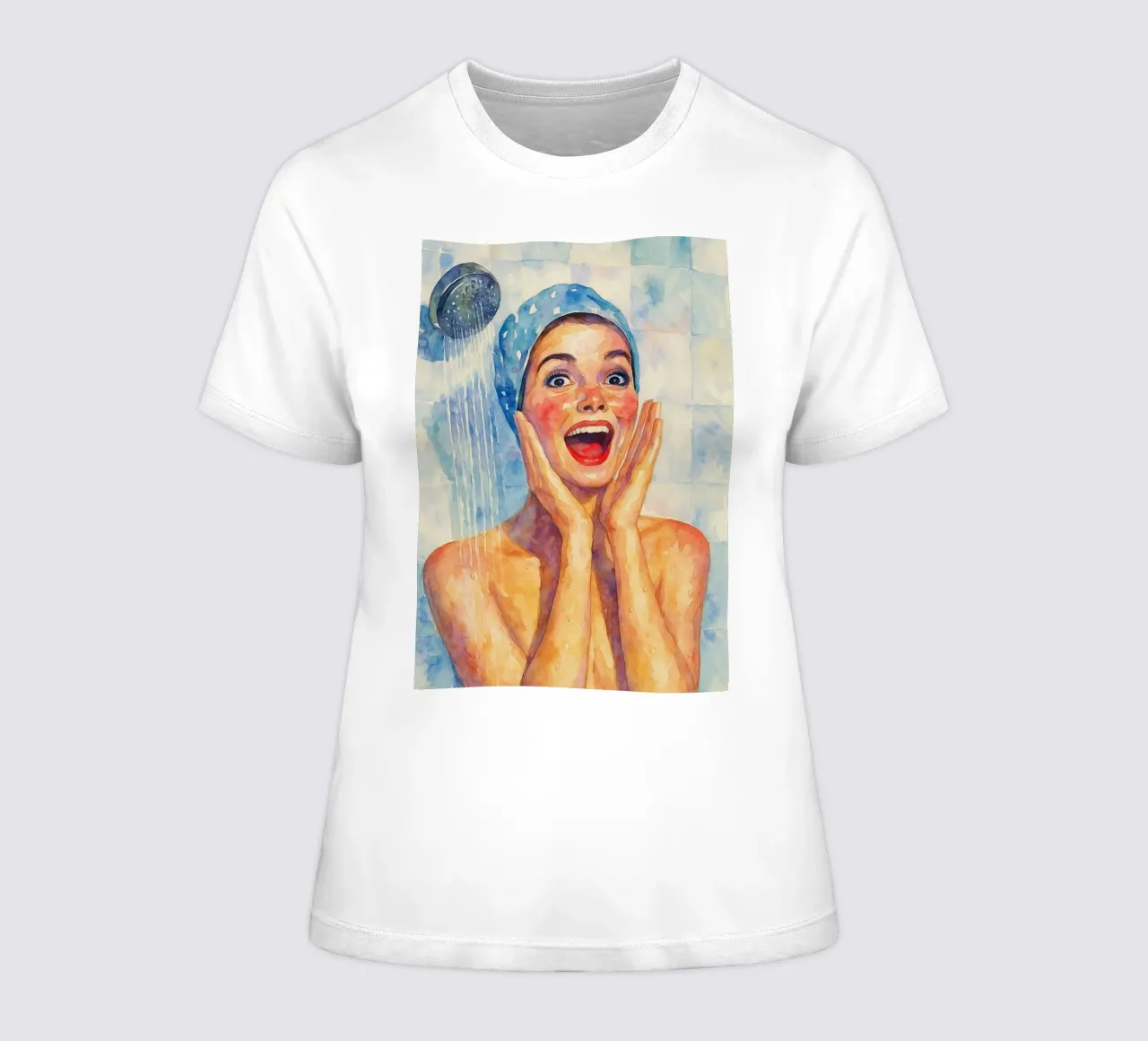 faccia felice donne in bagno pittura classica retrò t-shirt da donna da pakazi
