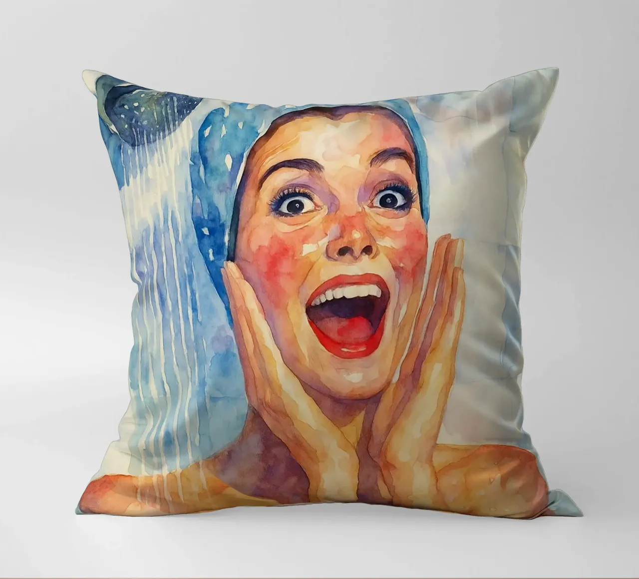 faccia felice donne in bagno pittura classica retrò cuscino da pakazi