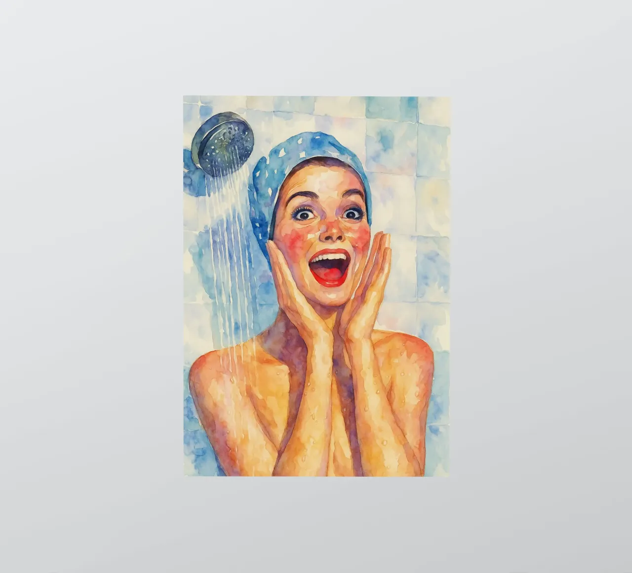 glückliches Gesicht Frauen im Bad retro klassische Malerei Sticker von pakazi