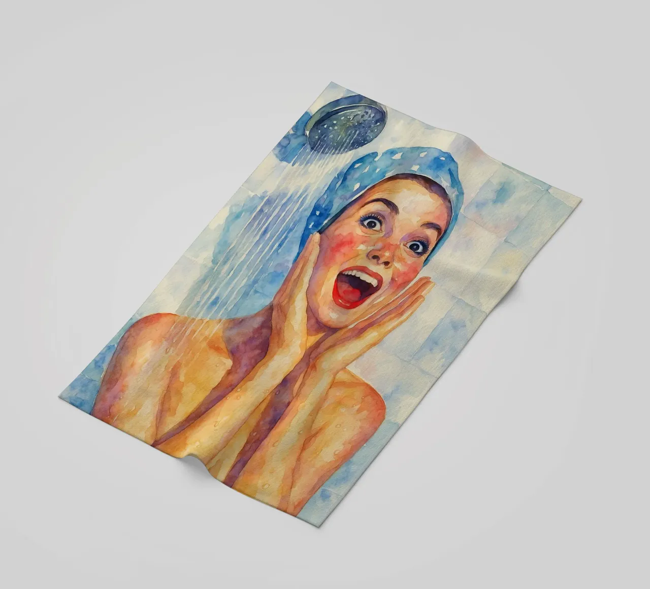 faccia felice donne in bagno pittura classica retrò telo mare da pakazi