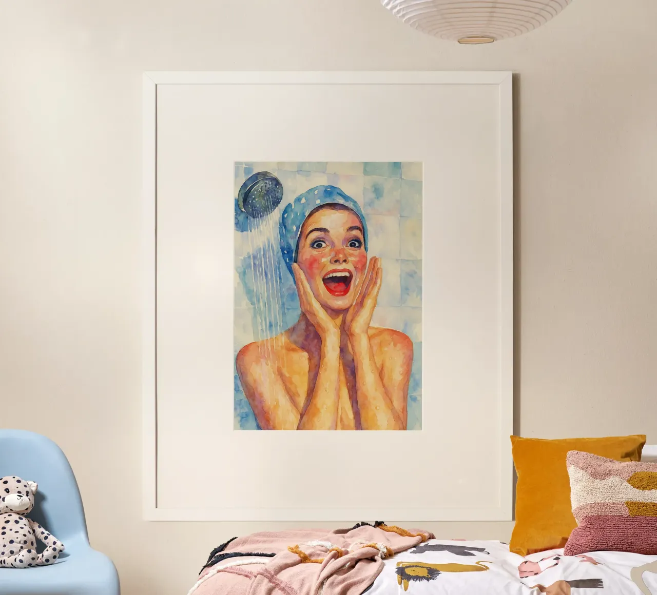 faccia felice donne in bagno pittura classica retrò carta hahnemühle da pakazi