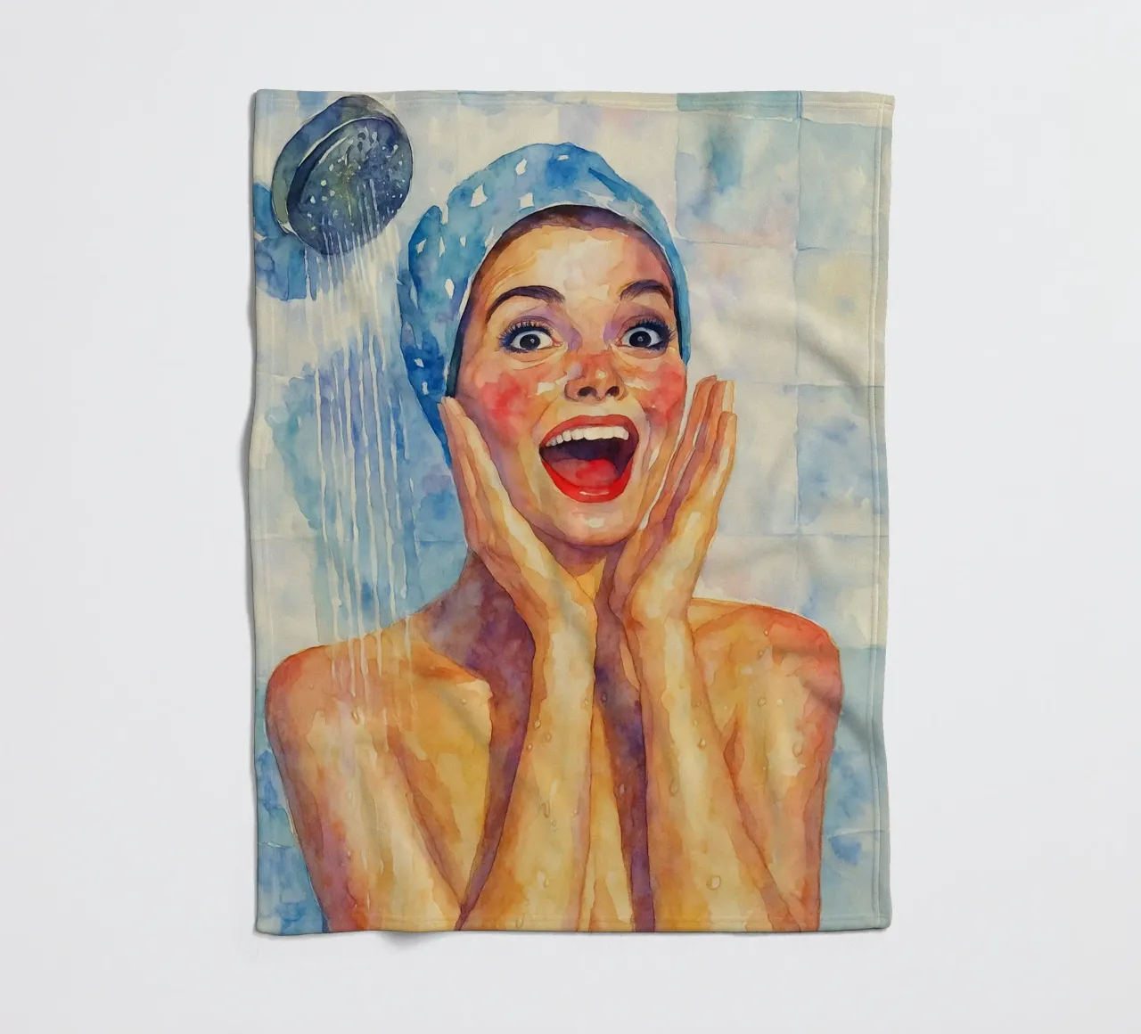 faccia felice donne in bagno pittura classica retrò coperta in pile da pakazi