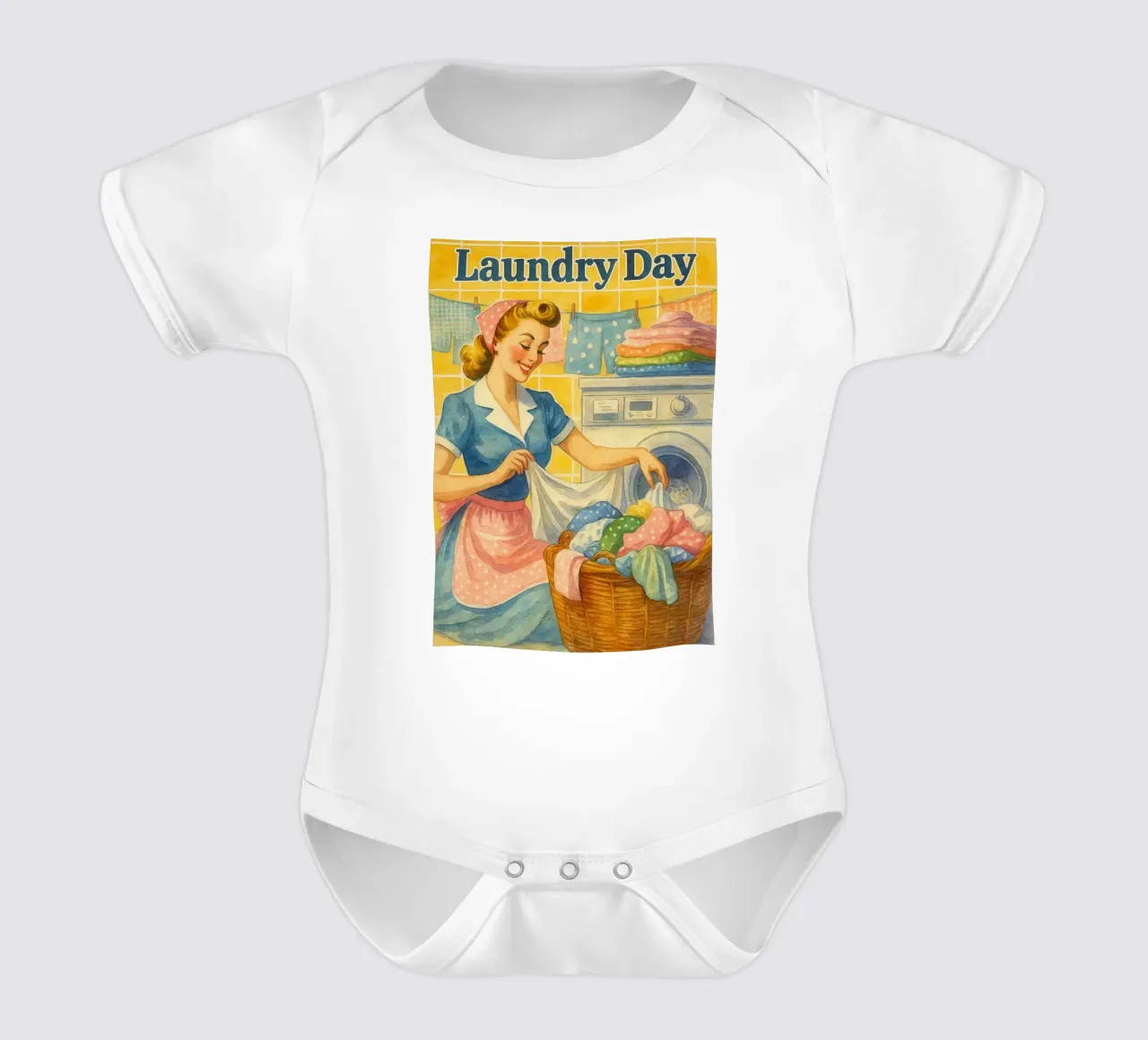 giorno di bucato donne in bagno quadro classico retrò body neonato maniche corte da pakazi