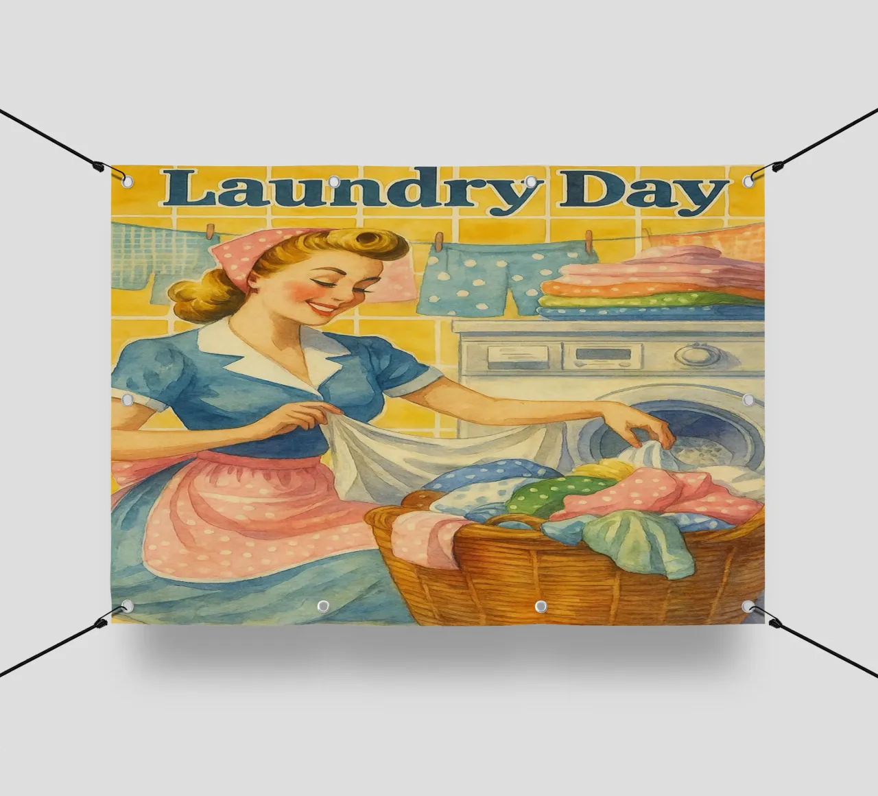 giorno di bucato donne in bagno quadro classico retrò telo in pvc da pakazi
