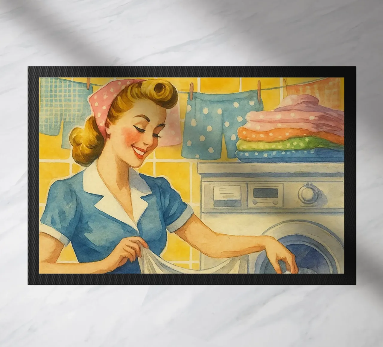 giorno di bucato donne in bagno quadro classico retrò zerbino da pakazi