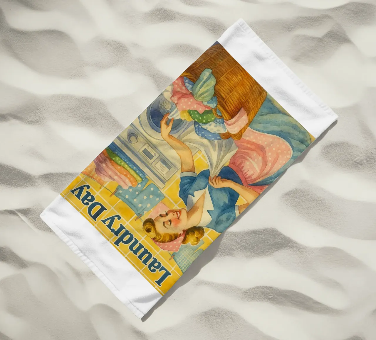giorno di bucato donne in bagno quadro classico retrò telo mare da pakazi