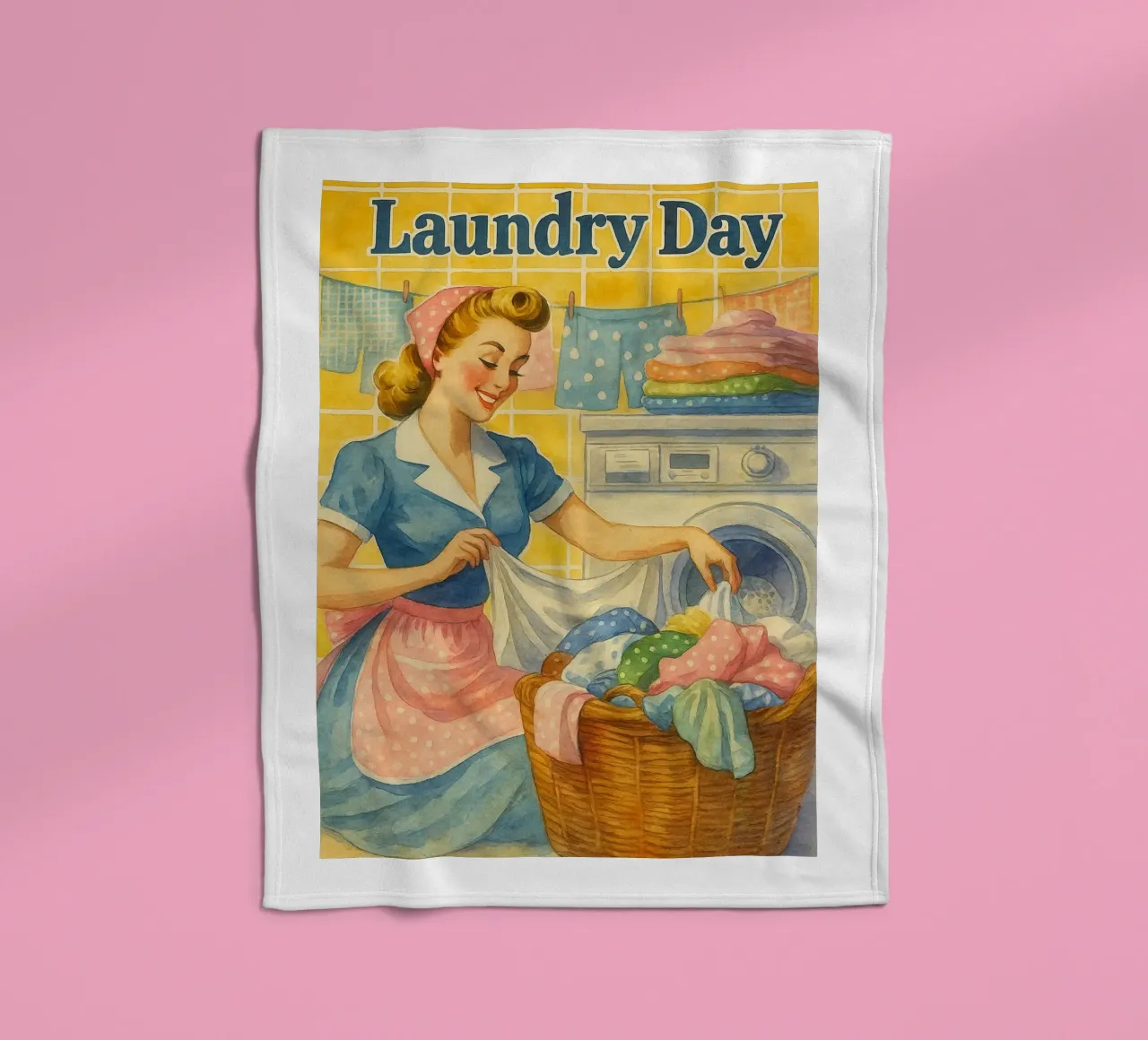 giorno di bucato donne in bagno quadro classico retrò coperta in pile da pakazi