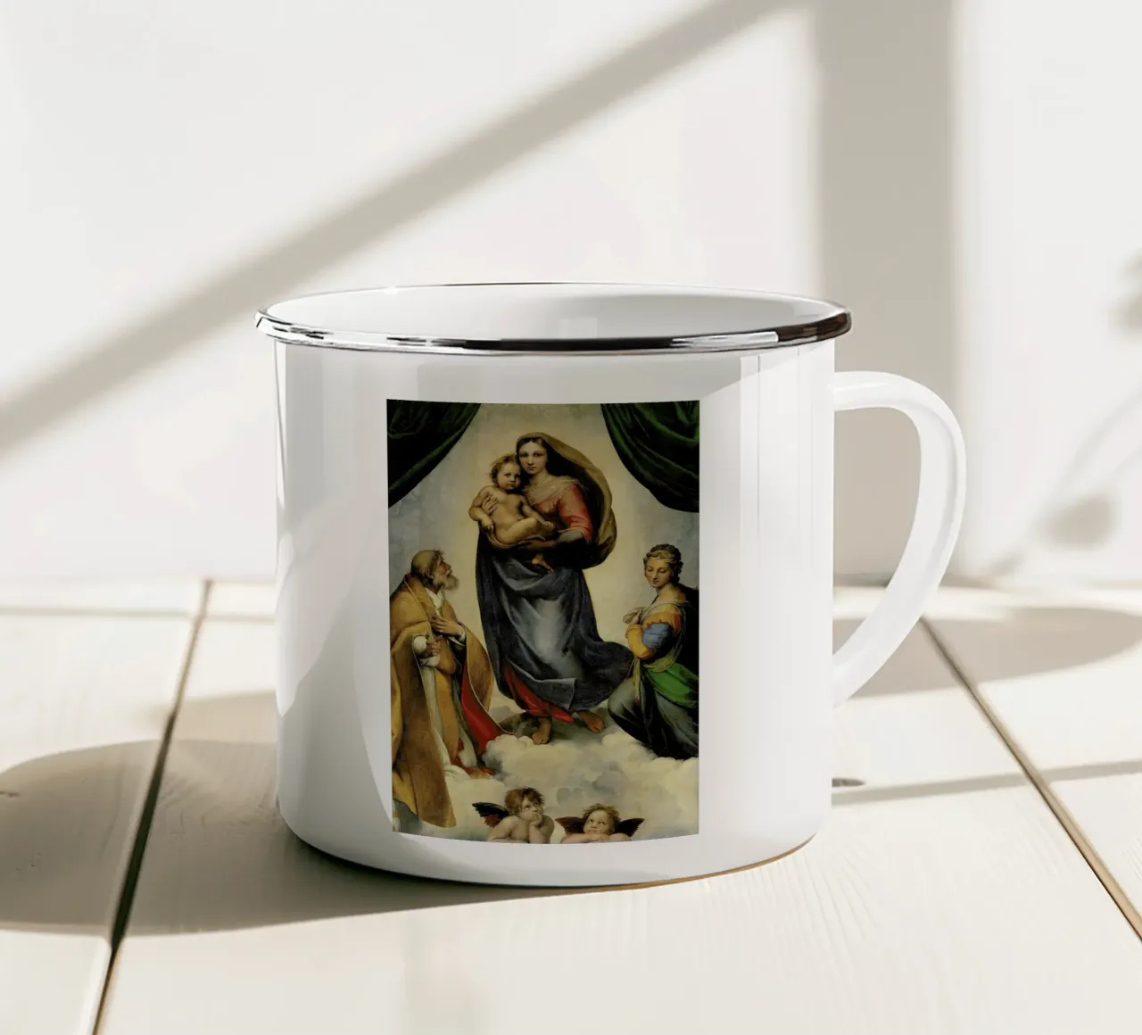 Raphael - The Sistine Madonna tazza in smalto da Vintage by JUNIQE