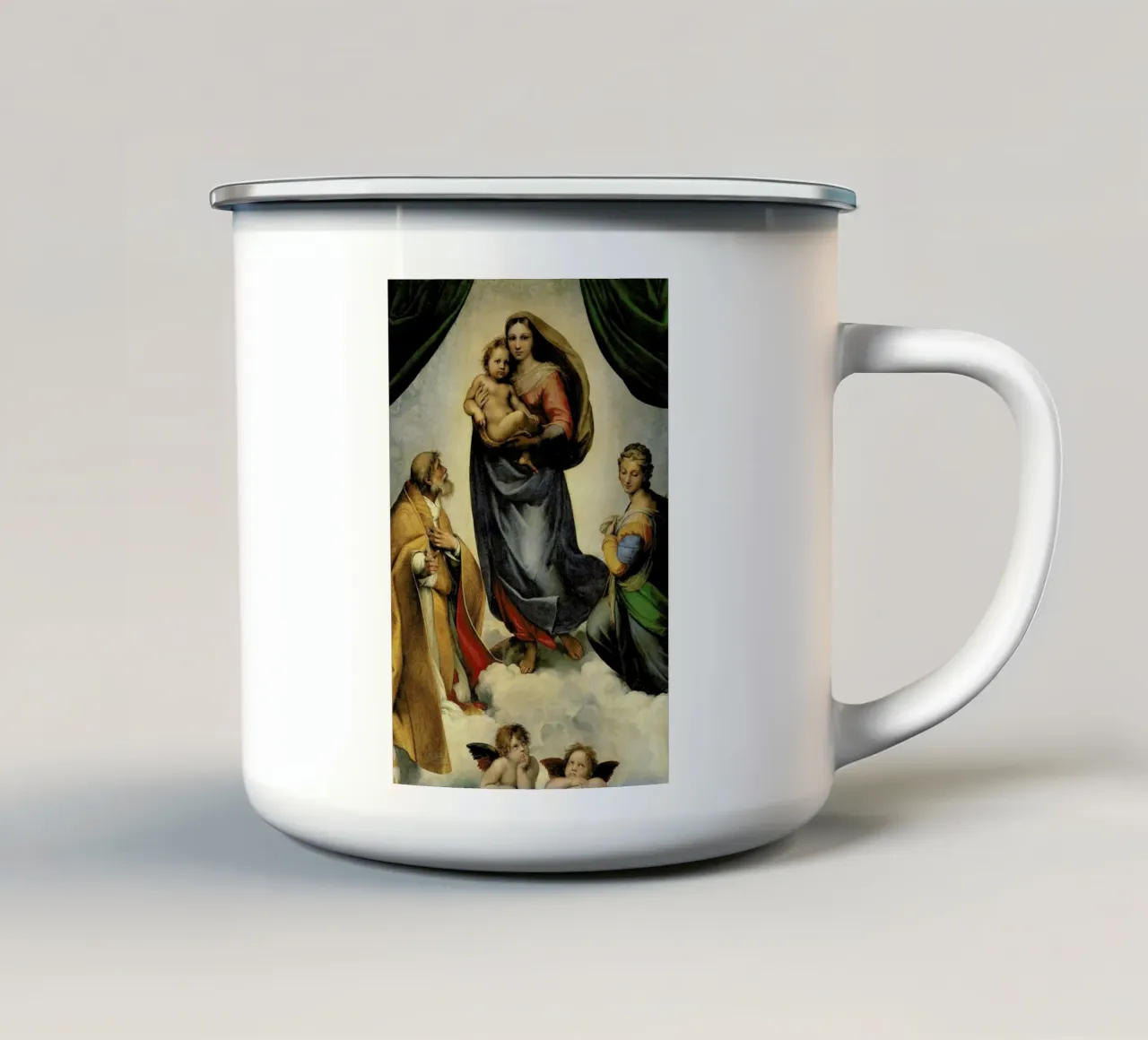 Raphael - The Sistine Madonna tazza in smalto da Vintage by JUNIQE