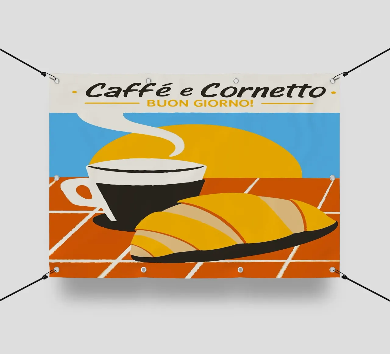 cornetto al caffè telo in pvc da Bernadette Miller
