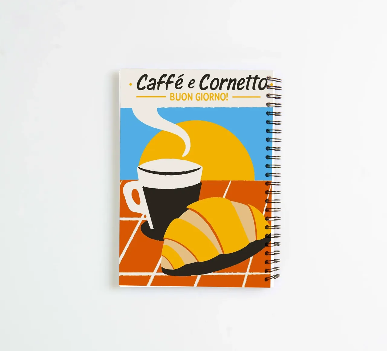 coffee croissant spiral notebook by Bernadette Miller